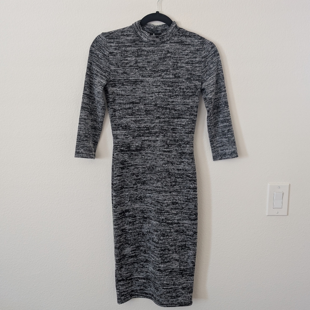 Lulu's Charcoal Long Sleeve Dress (S)